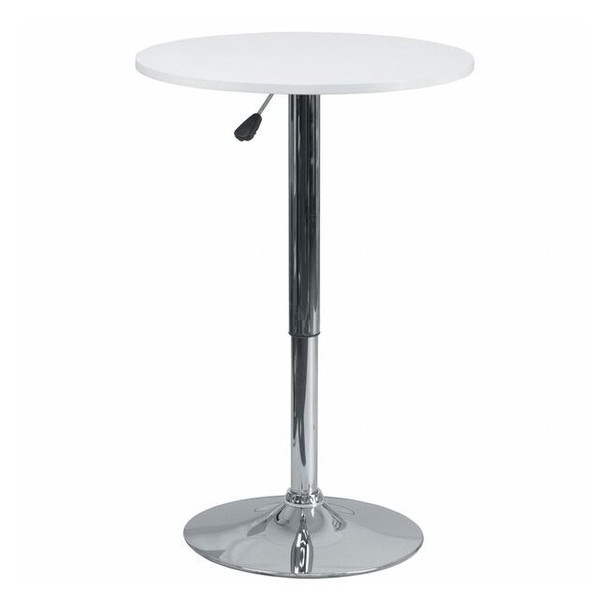 Round Round Adjustable Wood Table, 23.75" W, 23.75" L, 35.75" H, Wood Top, White
