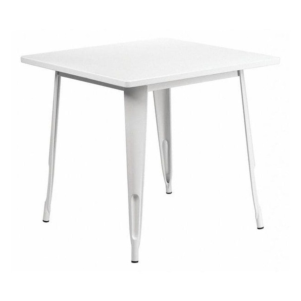 Flash Furniture White Metal Table,31.5SQ ET-CT002-1-WH-GG
