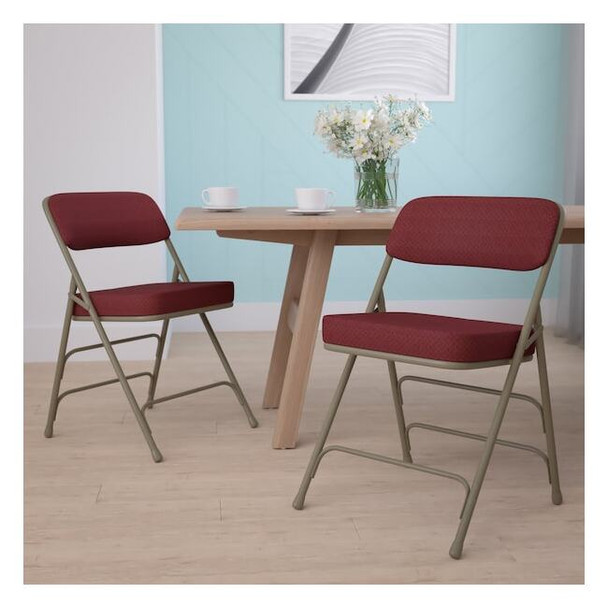 Flash Furniture Burgundy Fabric Folding Chair,PK2 2-HA-MC320AF-BG-GG
