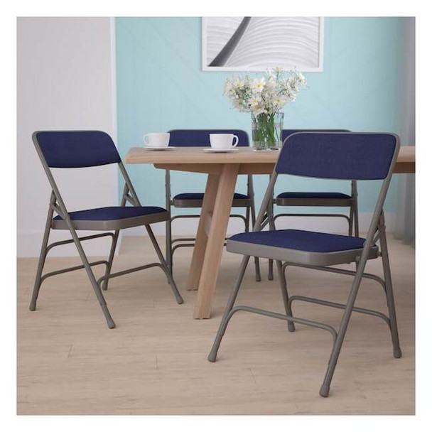 Flash Furniture Navy Fabric Folding Chair,PK4 4-HA-MC309AF-NVY-GG