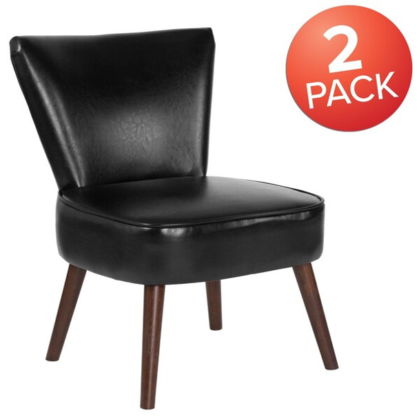 HERCULES Holloway Series Black Leather Retro Chair,PK2