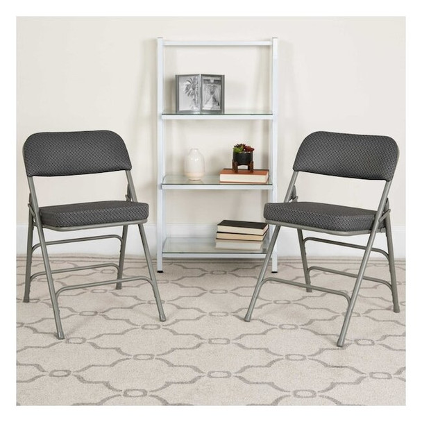 Flash Furniture Gray Fabric Folding Chair,PK4 4-AW-MC320AF-GRY-GG
