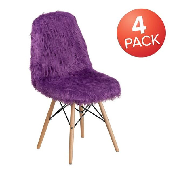 Flash Furniture Shaggy Dog Purple Accent Chair,PK4 4-DL-15-GG