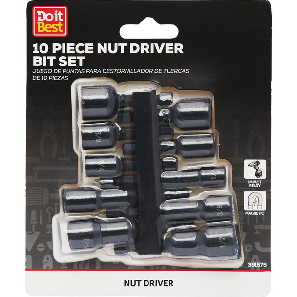 Do it Best 10-Piece Magnetic Impact-Ready Nutdriver Bit Set QJDIB-PTASET-031