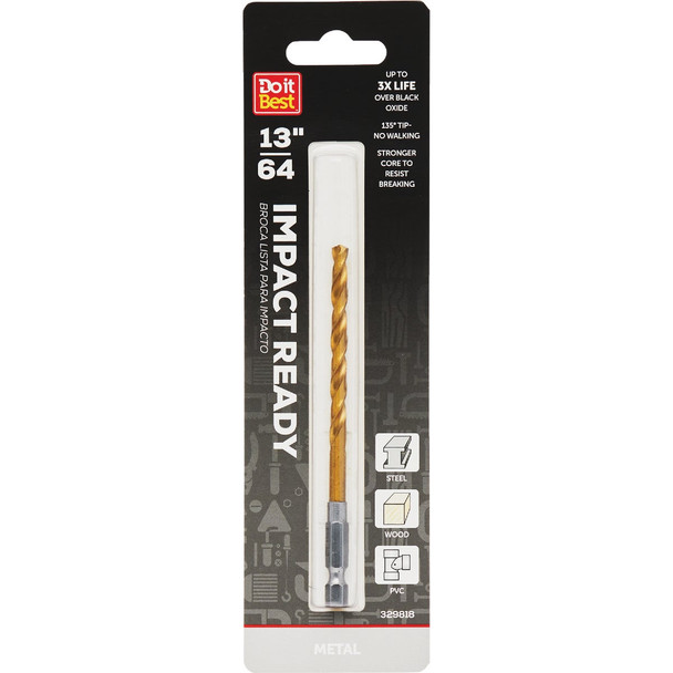Do it Best 13/64 In. Impact Ready Titanium Hex Shank Drill Bit QJDIB-DB-053