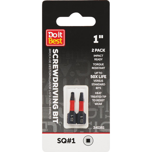 Do it Best 1 In. Square #1 Impact Ready Screwdriver Bit (2-Pack) QJDIB-SC-013
