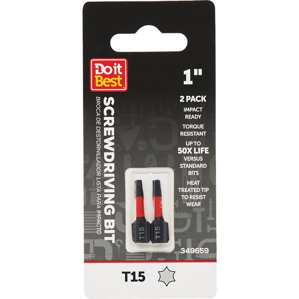 Do it Best 1 In. T15 Torx Impact Ready Screwdriver Bit (2-Pack) QJDIB-SC-025