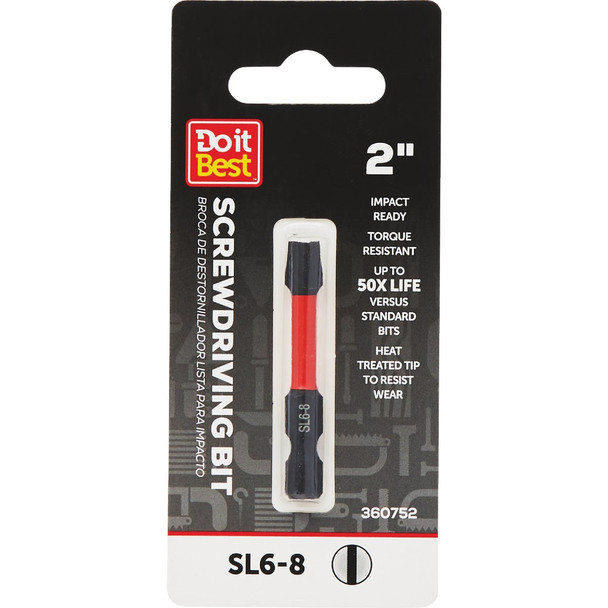 Do it Best 2 In. Slotted #6-8 Impact Ready Screwdriver Bit QJDIB-SC-039