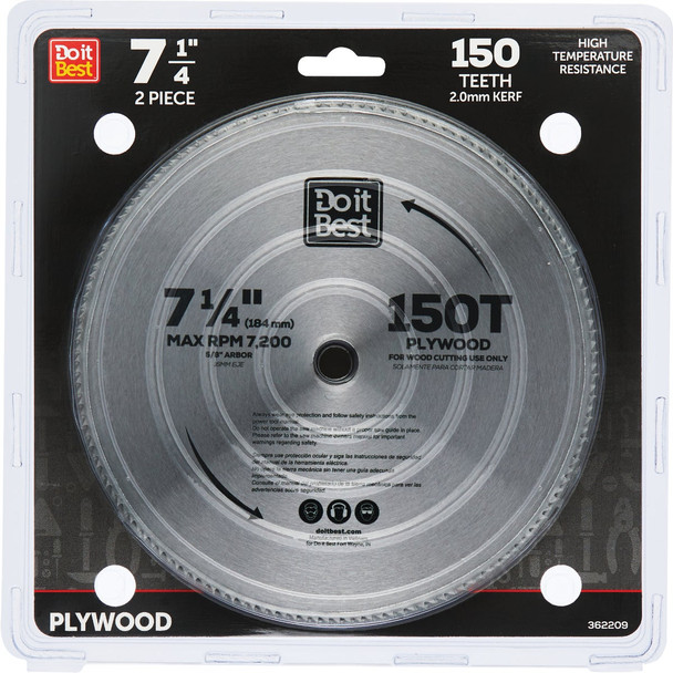 Do it Best 7-1/4 In. 150-Tooth Plywood Circular Saw Blade (2-Pack)