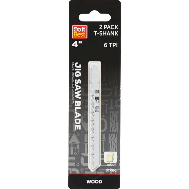 Do it Best 4 In. x 6 TPI T-Shank Jig Saw Blade for Wood (2-Pack) QJDIB-JST-015