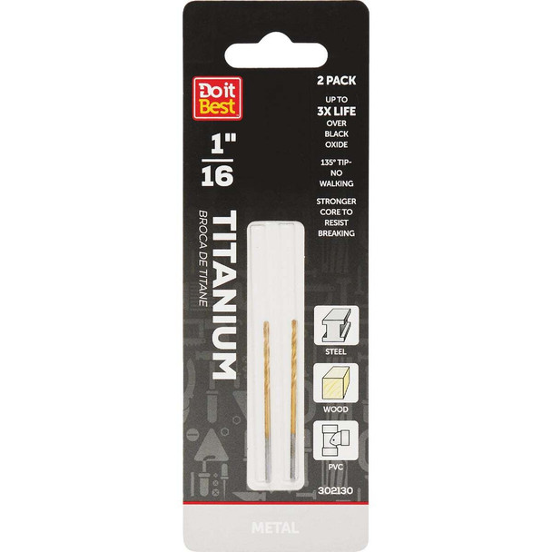 Do it Best 1/16 In. Titanium Drill Bit (2-Pack) QJDIB-DB-001