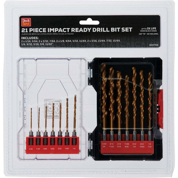 Do it Best 21-Piece Impact Ready Titanium Hex Shank Drill Bit Set