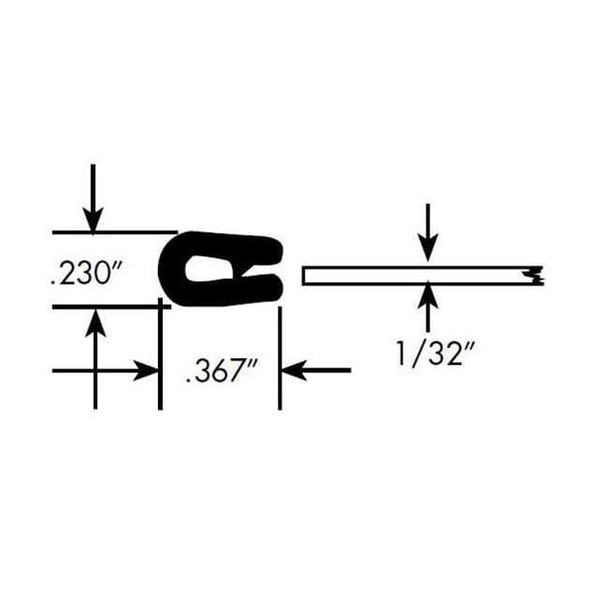 Edge Trim, PVC, 50 ft Length, 1/4 in Overall Width, Style: Edge Trim