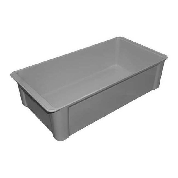 Stackable Storage Container, 6 gal, 23-3/8 in L x 12 in W x 6 in H, Gray