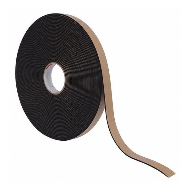 Foam Strip, Water-Resistant Closed Cell, 3/4 in W, 25 ft L, 1 in Thick, Black