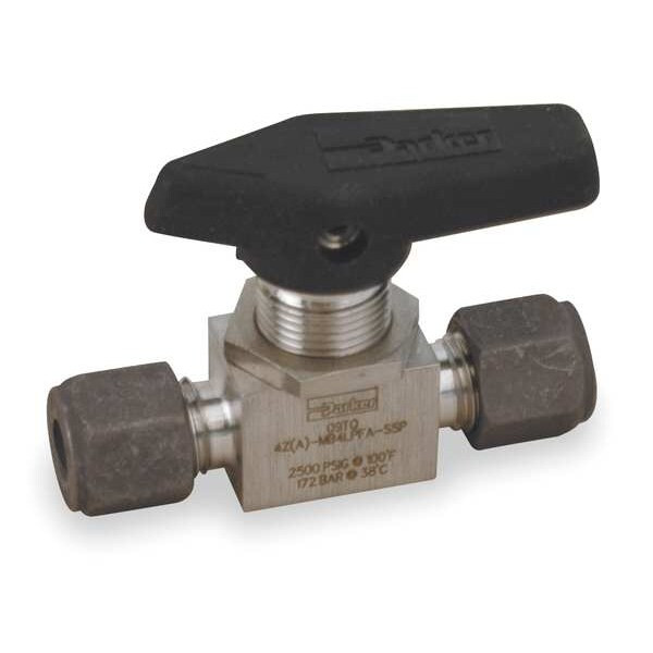 Parker 3/8" Compr Stainless Steel Mini Ball Valve Inline 6Z-MB6LPFA-SSP