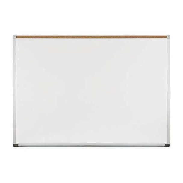 Dry Erase Board, Porcelain, 48 in, 48 in, Aluminum Frame, White, Gloss