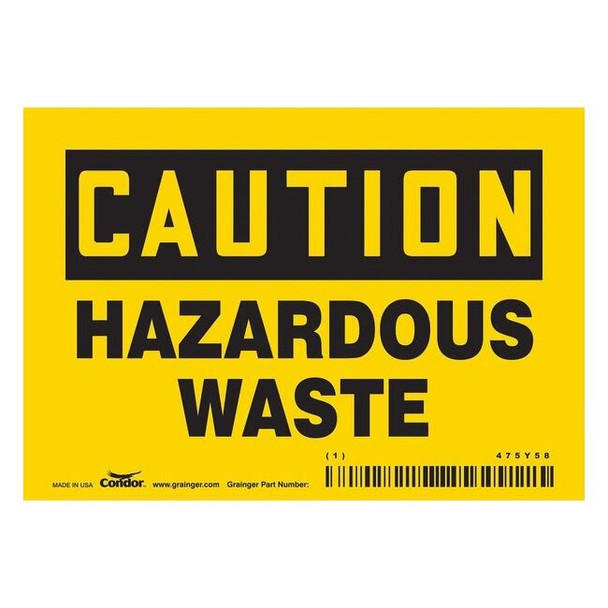 Chemical Sign, 3 1/2 in H, 5 in W, Vinyl, Horizontal Rectangle, English, 475Y58