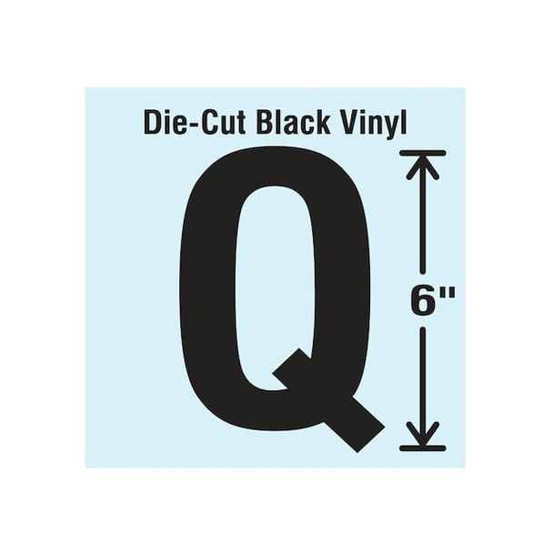 Stranco Letter Label, Vinyl, 6 in H, 3-1/2 in W DBV-SINGLE-6-Q