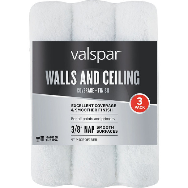 Valspar 9 In. Microfiber Walls & Ceilings Roller Covers (3-Pack) 888630930