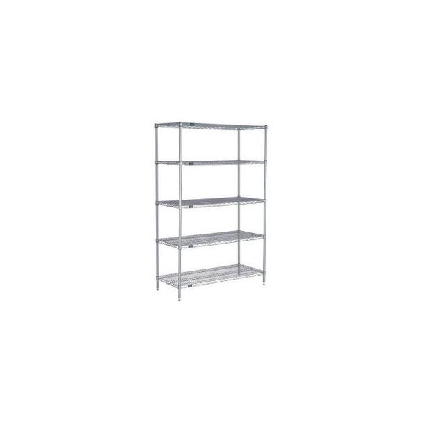 Nexel 5 Shelf Nexelate Silver Epoxy Wire Shelving Unit Starter 48""W x 30""D x 6