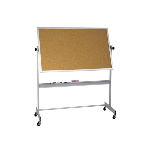 Mooreco Combination Board, Cork, 48 in, 72 in, Aluminum Frame, White 668AG-DC