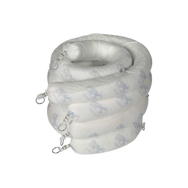 Brady Sorbent Boom, 32 gal, 5 in x 10 ft, Oil, White, 4 PK SPC510
