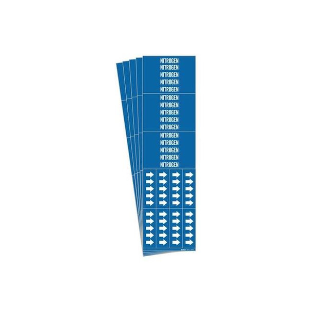 Brady Pipe Marker, Adhesive, White, Nitrogen, PK5, 7200-3C-PK 7200-3C-PK