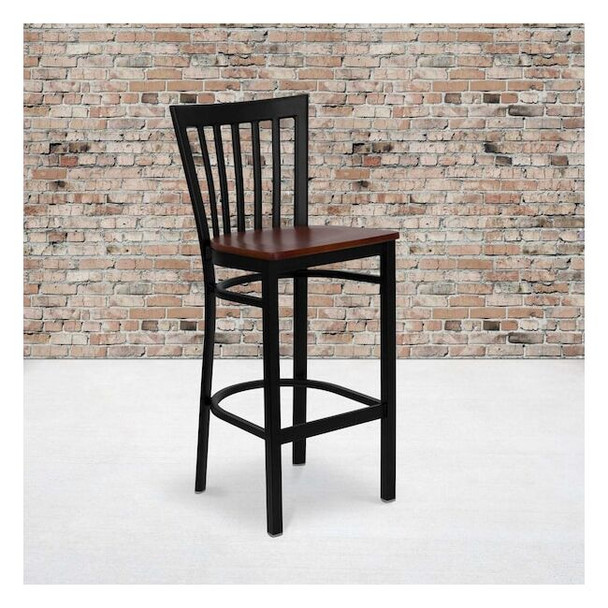 Flash Furniture Black School Stool-Cherry Seat,PK2 2-XU-DG6R8BSCH-BAR-CHYW-GG