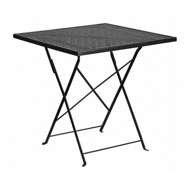 Flash Furniture 28" Square Black Steel Folding Patio Table CO-1-BK-GG