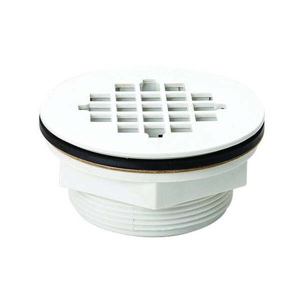 Manufacturer Varies Shower Drain, Compression, PVC, White Grid 133-101