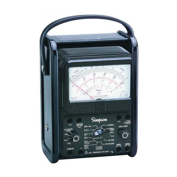 Simpson Electric Analog Multimeter, 1,000 V, 20 megaohm 260-8PRT