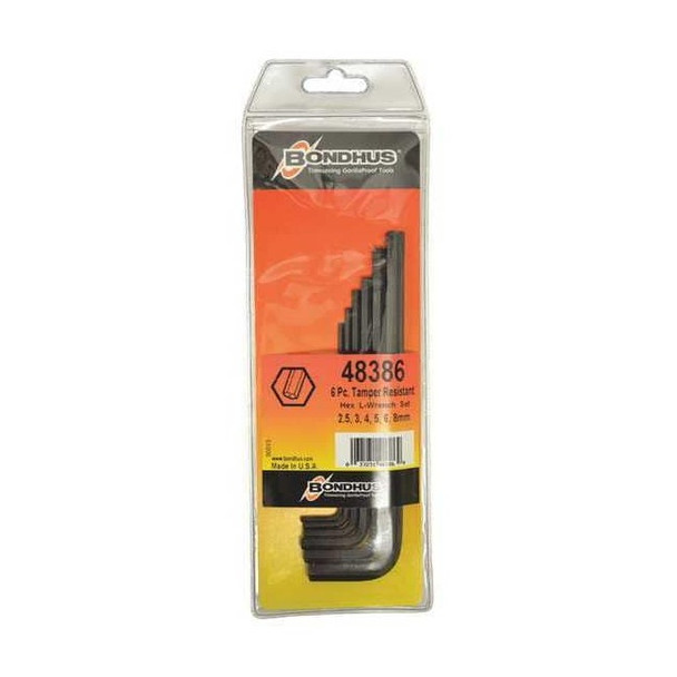 Bondhus 6 Piece Metric L-Shape Hex Key Set, 48386 48386