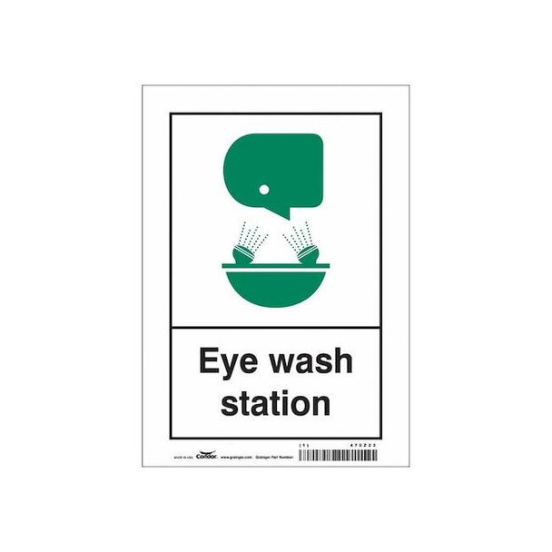 Eye Wash Station, 7 in W x 10 in H, Horizontal Rectangle, Vinyl, 470Z23