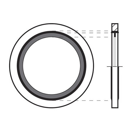 Sealing Washer, Fits Bolt Size M24 Steel/Buna-N, Cadmium-Plated Finish