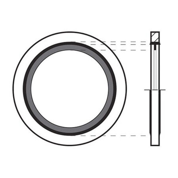 Sealing Washer, Fits Bolt Size 1 in Steel/Buna-N, Cadmium-Plated Finish