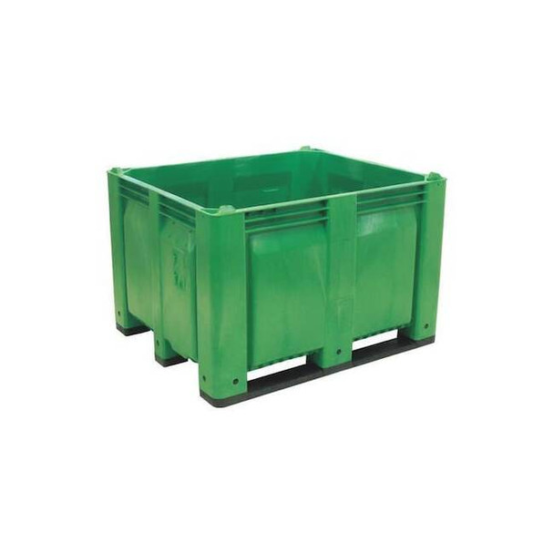 Bulk Container 25.4 cu ft Volume Cap., 48 in L, 40 in W, 31 in H, Plastic, Green