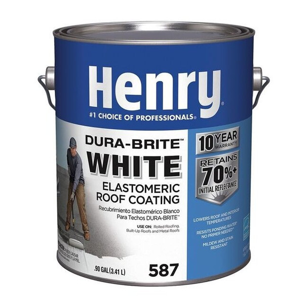 Henry Elastomeric Roof Coating, 1 gal, Pail, White HE587046