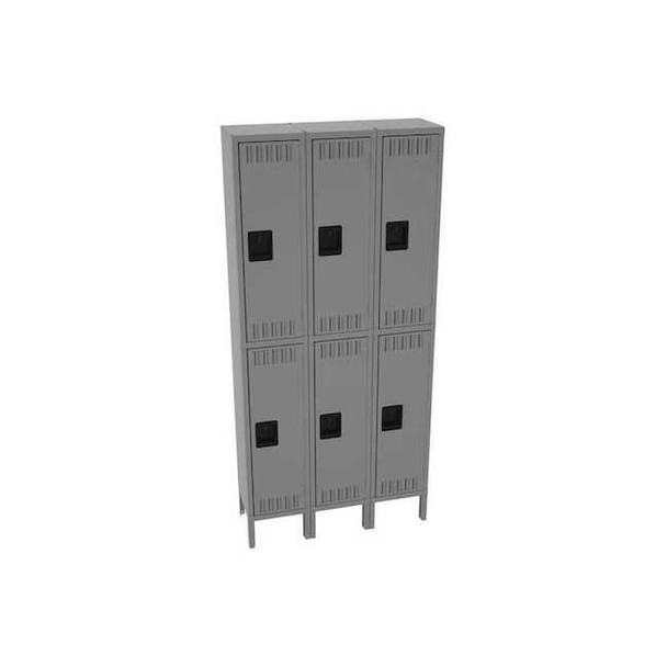 Wardrobe Locker, 36 in W, 12 in D, 78 in H, (2) Tier, (3) Wide, Medium Gray