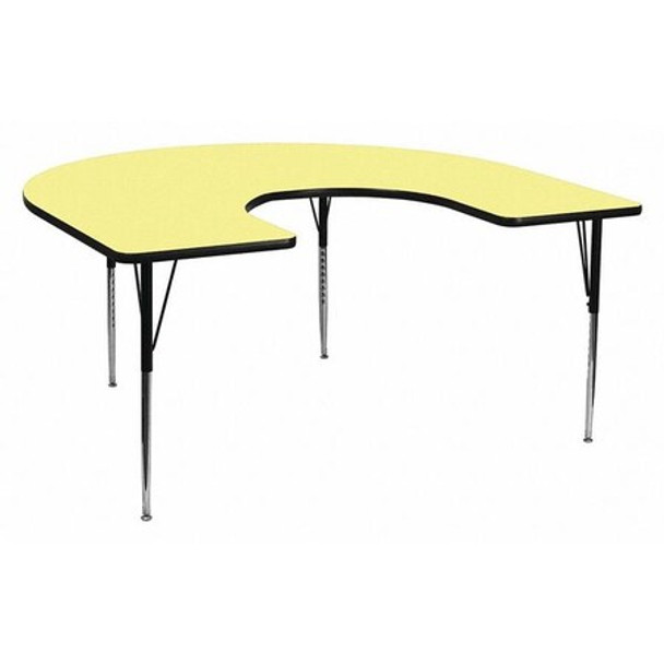 Flash Furniture Activity Table,Horeshoe Shp,Yel,60"x66" XU-A6066-HRSE-YEL-T-A-GG