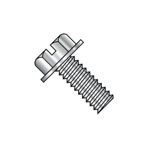 1/4"-20 x 3/8 in Slotted Hex Machine Screw, Plain Steel, 1000 PK