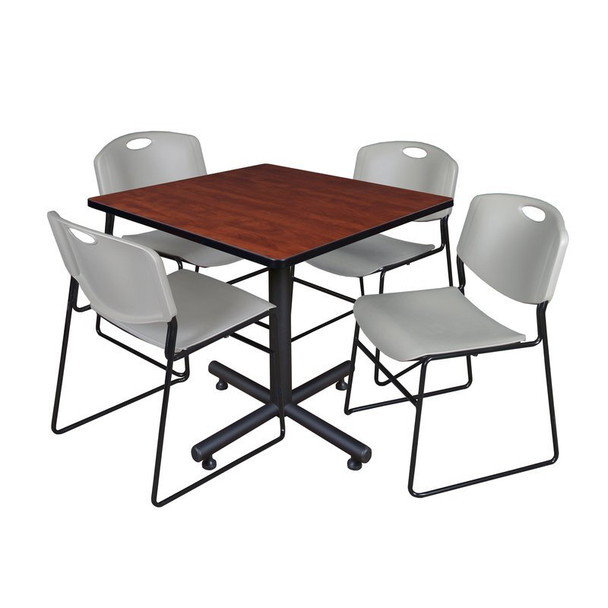 Kobe Kobe Square Table & Chair Set, Wood, Metal, Polypropylene Top TKB3636CH44GY