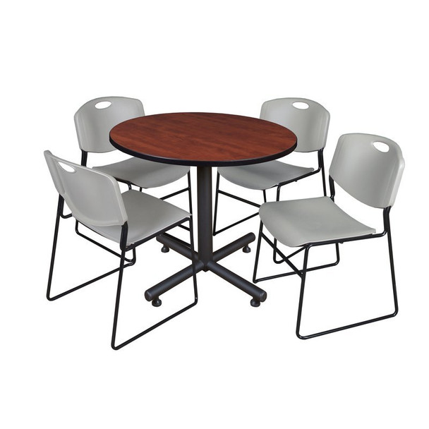 Kobe Kobe Round Table & Chair Set, Wood, Metal, Polypropylene Top TKB42RNDCH44GY