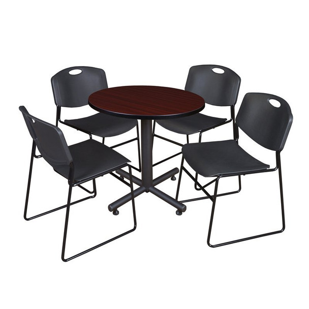 Kobe Kobe Round Table & Chair Set, Wood, Metal, Polypropylene Top TKB30RNDMH44BK