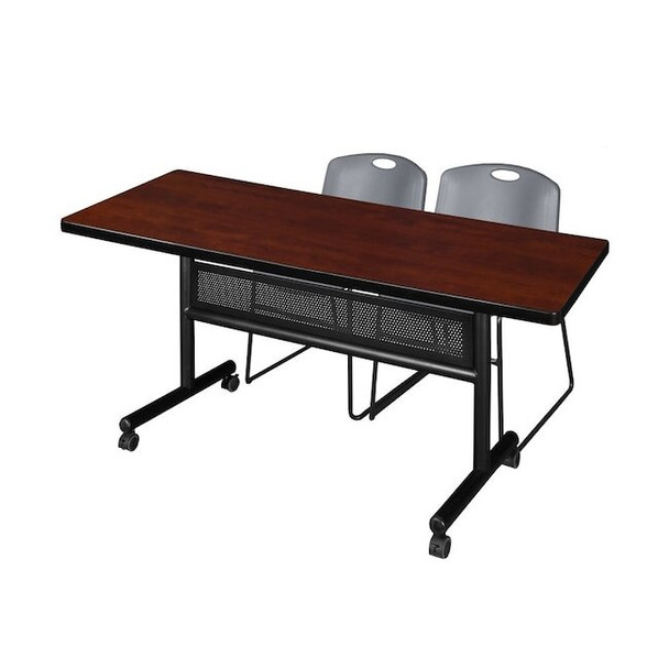 Kobe Rectangle FlipTop Table, 72" W, 29" H, Laminate Top, Cherry MKFTM7230CH44GY