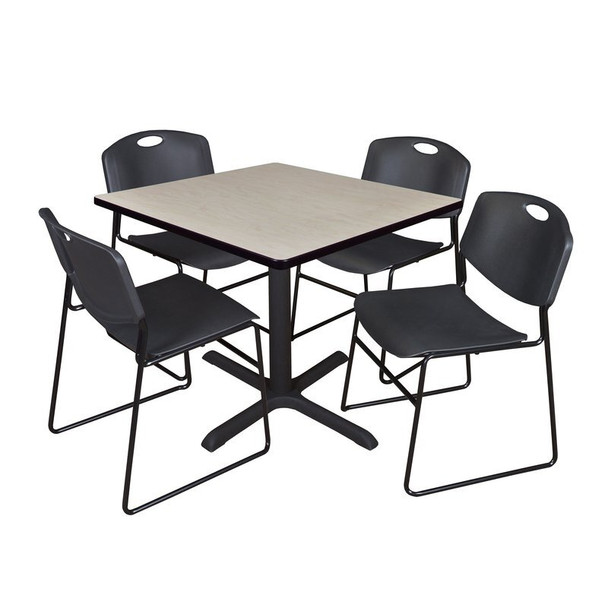 Cain Cain Square Table & Chair Set, Wood, Metal, Polypropylene Top TB3636PL44BK