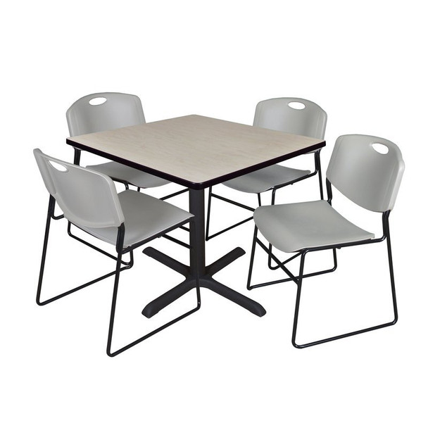 Cain Cain Square Table & Chair Set, Wood, Metal, Polypropylene Top TB3636PL44GY