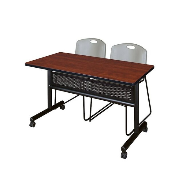 Kobe Rectangle FlipTop Table, 48" W, 29" H, Laminate Top, Cherry MKFTM4824CH44GY
