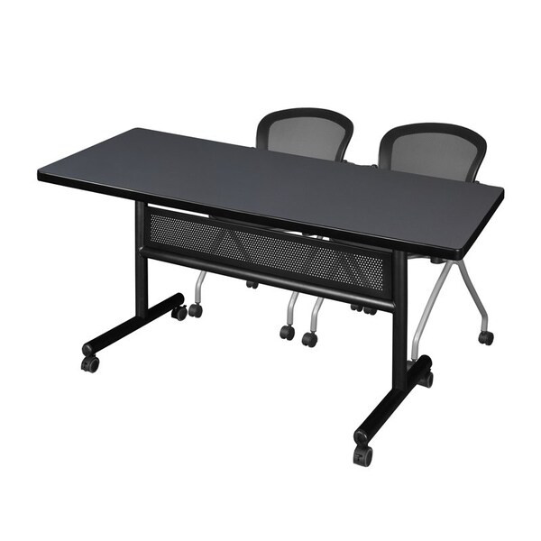 Kobe Rectangle FlipTop Table, 60" W, 29" H, Laminate Top, Gray MKFTM6030GY23BK