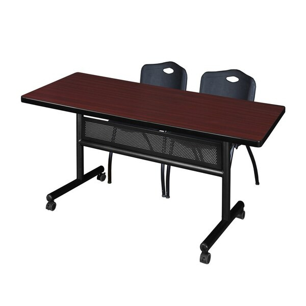Rectangle FlipTop Table, 60" W, 29" H, Laminate Top, Mahogany